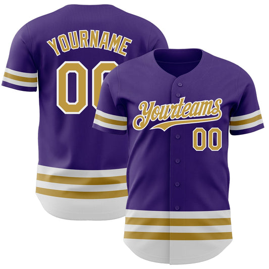 Custom Purple Old Gold-White Line Authentic Baseball Jersey - Sky-Custom