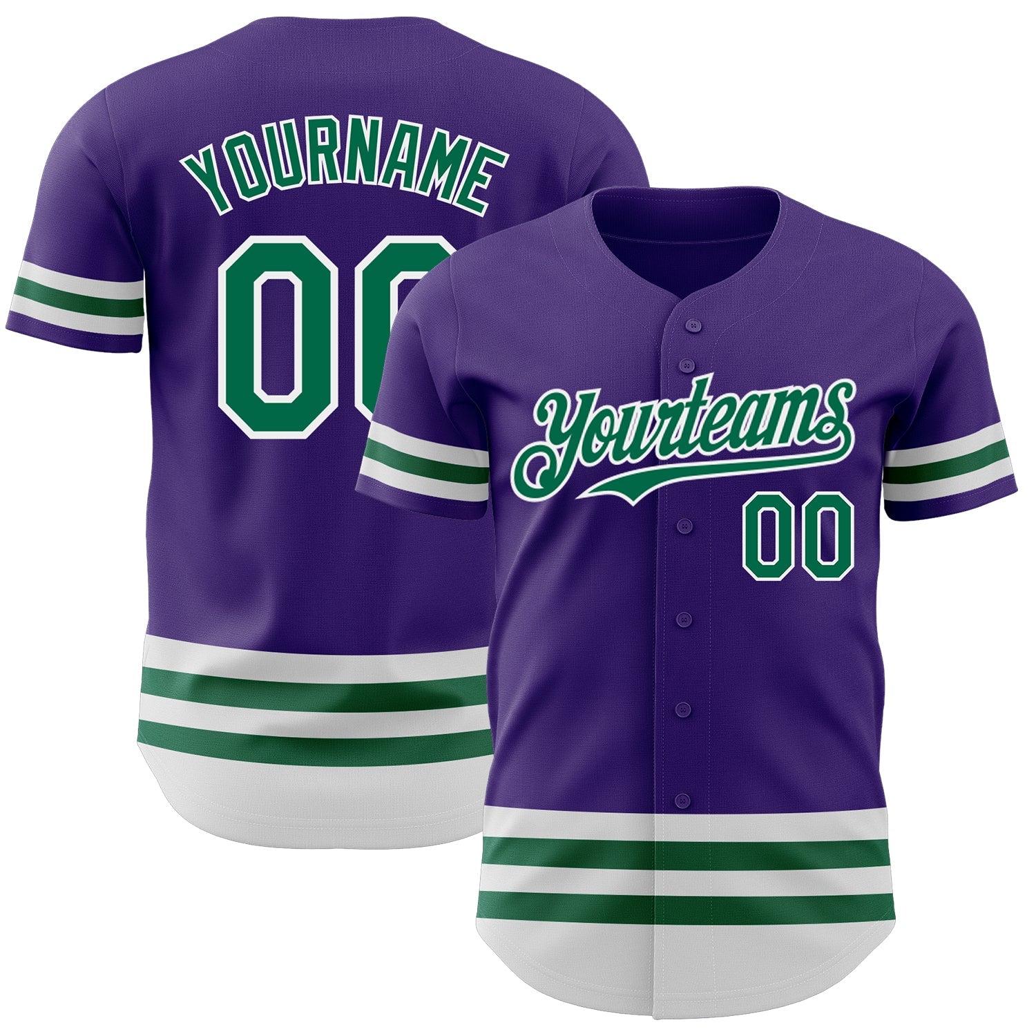 Custom Purple Kelly Green-White Line Authentic Baseball Jersey - Sky-Custom