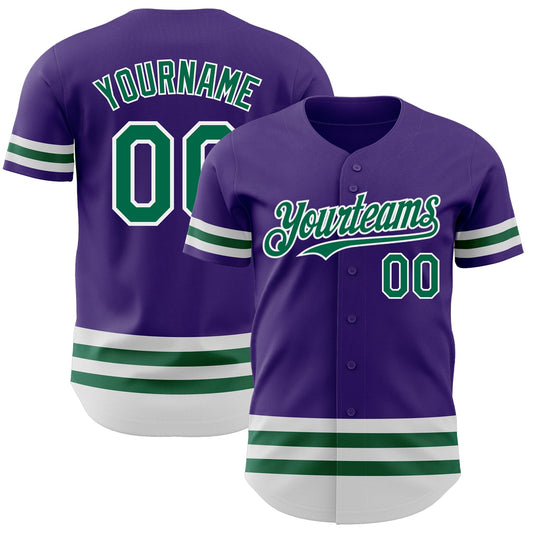 Custom Purple Kelly Green-White Line Authentic Baseball Jersey - Sky-Custom