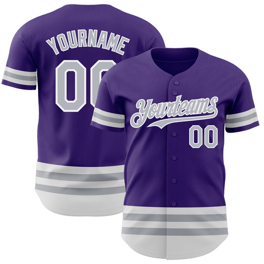 Custom Purple Gray-White Line Authentic Baseball Jersey - Sky-Custom