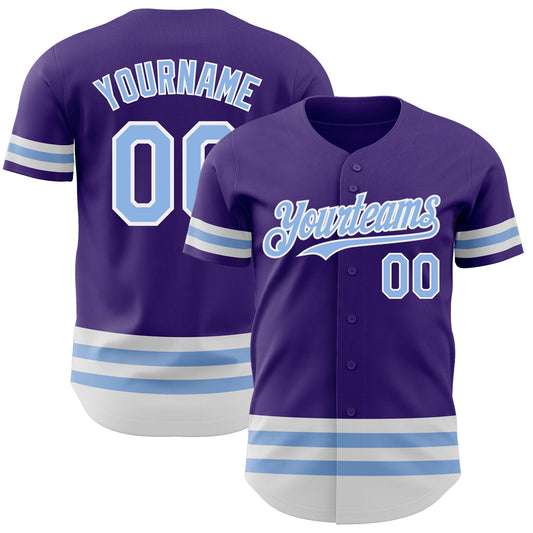 Custom Purple Light Blue-White Line Authentic Baseball Jersey - Sky-Custom