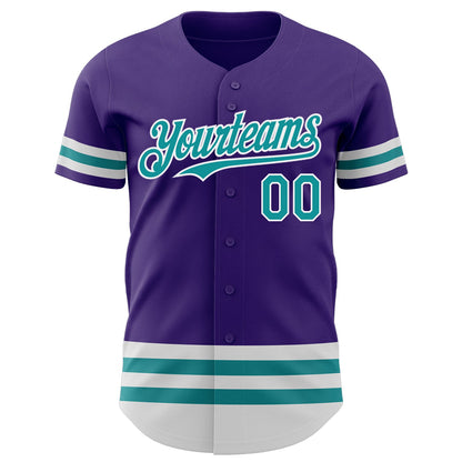 Custom Purple Teal-White Line Authentic Baseball Jersey - Sky-Custom