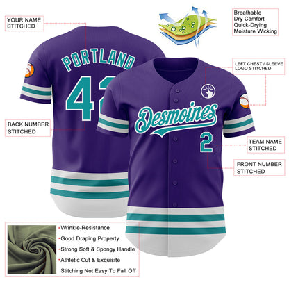 Custom Purple Teal-White Line Authentic Baseball Jersey - Sky-Custom