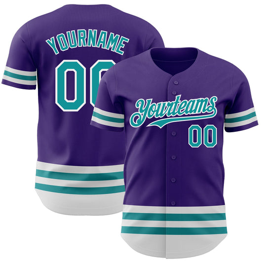 Custom Purple Teal-White Line Authentic Baseball Jersey - Sky-Custom