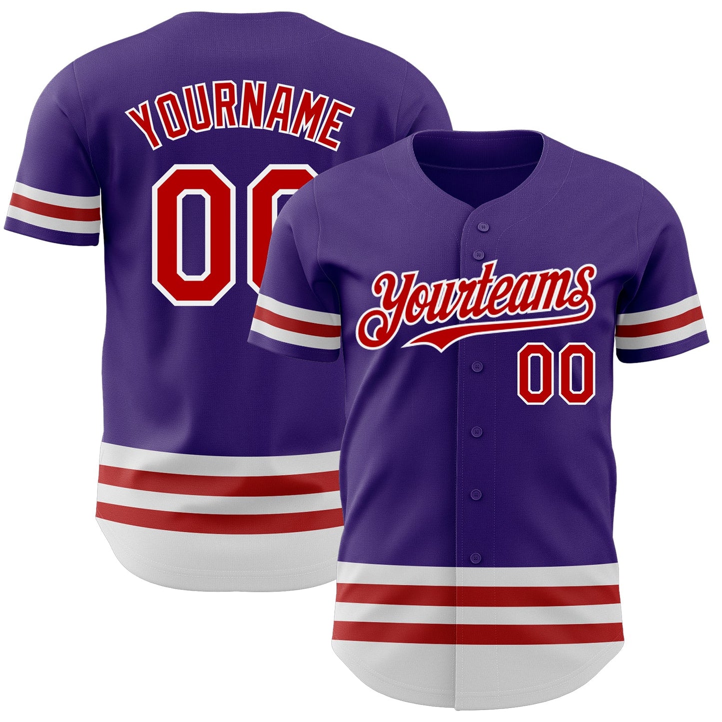 Custom Purple Red-White Line Authentic Baseball Jersey - Sky-Custom
