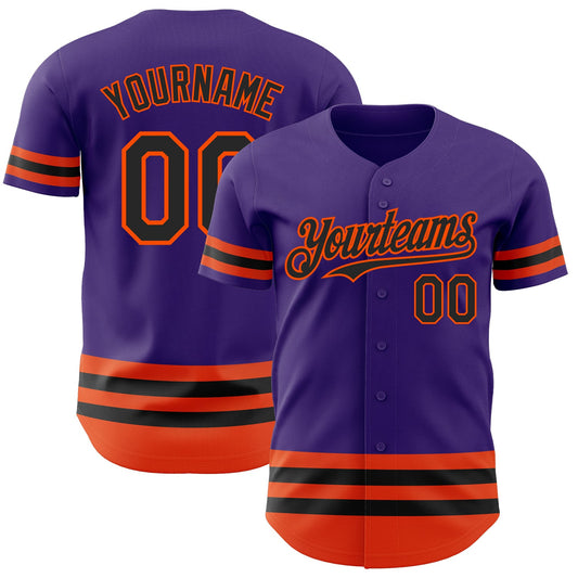 Custom Purple Black-Orange Line Authentic Baseball Jersey - Sky-Custom
