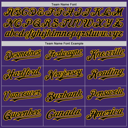 Custom Purple Black-Gold Line Authentic Baseball Jersey - Sky-Custom