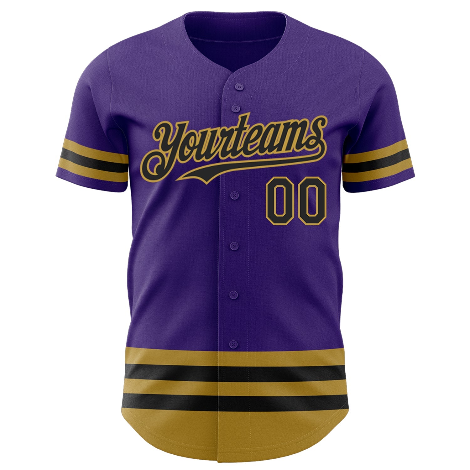 Custom Purple Black-Old Gold Line Authentic Baseball Jersey - Sky-Custom