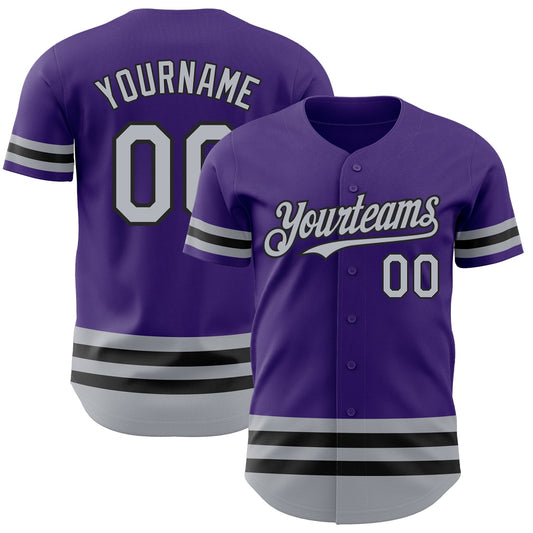 Custom Purple Gray-Black Line Authentic Baseball Jersey - Sky-Custom