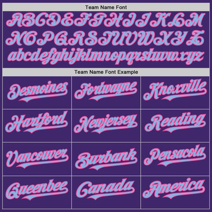 Custom Purple Light Blue-Pink Line Authentic Baseball Jersey - Sky-Custom