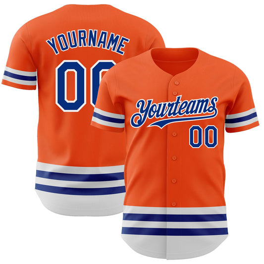 Custom Orange Royal-White Line Authentic Baseball Jersey - Sky-Custom