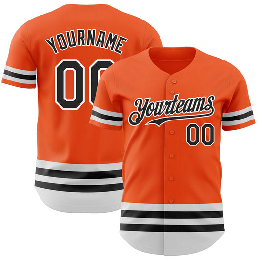 Custom Orange Black-White Line Authentic Baseball Jersey - Sky-Custom