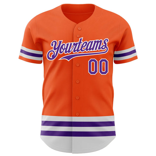 Custom Orange Purple-White Line Authentic Baseball Jersey - Sky-Custom