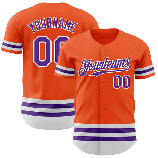 Custom Orange Purple-White Line Authentic Baseball Jersey - Sky-Custom