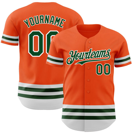 Custom Orange Green-White Line Authentic Baseball Jersey - Sky-Custom
