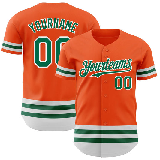 Custom Orange Kelly Green-White Line Authentic Baseball Jersey - Sky-Custom