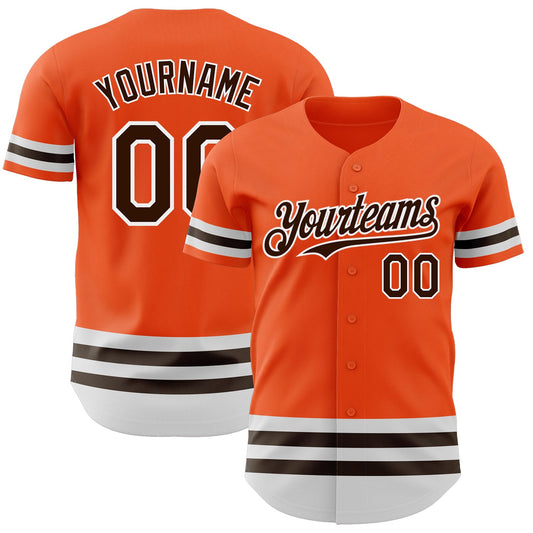 Custom Orange Brown-White Line Authentic Baseball Jersey - Sky-Custom