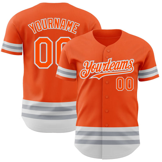 Custom Orange White-Gray Line Authentic Baseball Jersey - Sky-Custom