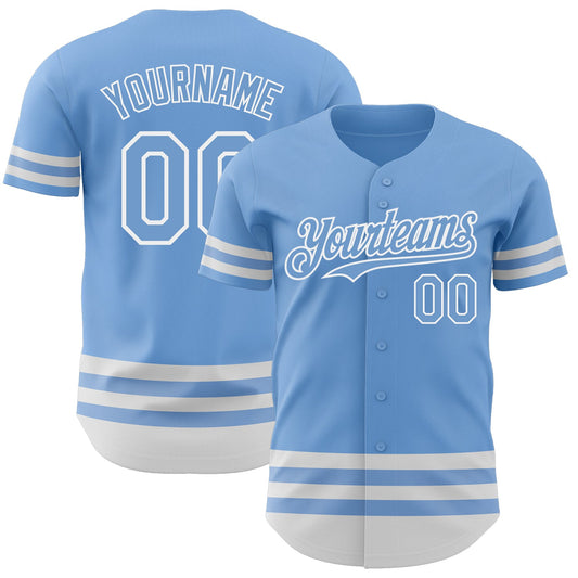 Custom Light Blue White Line Authentic Baseball Jersey - Sky-Custom