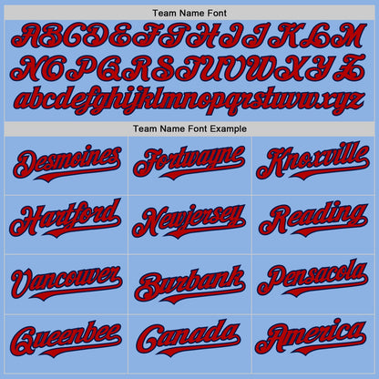 Custom Light Blue Red-Navy Line Authentic Baseball Jersey - Sky-Custom
