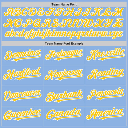 Custom Light Blue Yellow-White Line Authentic Baseball Jersey - Sky-Custom