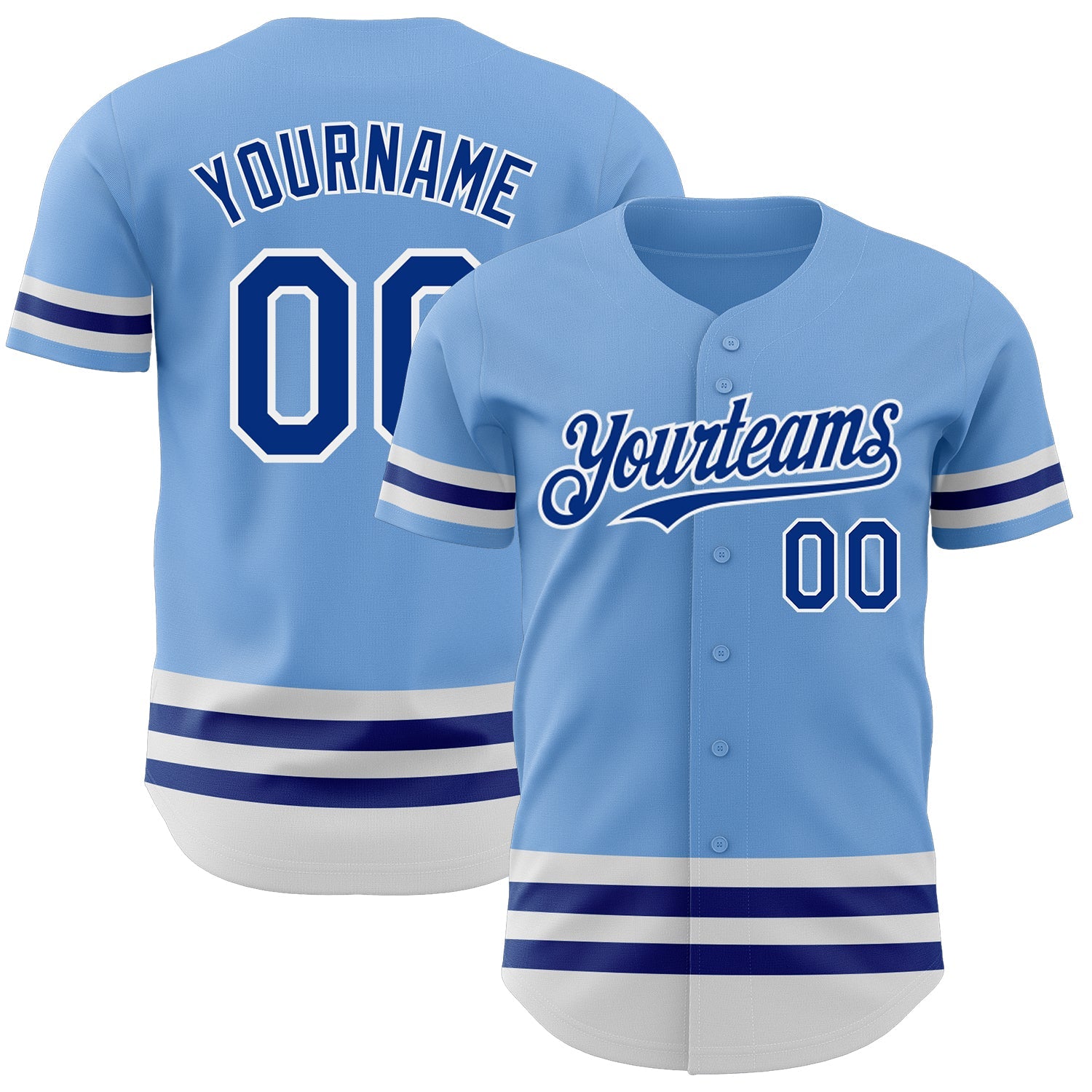 Custom Light Blue Royal-White Line Authentic Baseball Jersey - Sky-Custom