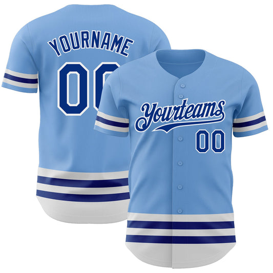 Custom Light Blue Royal-White Line Authentic Baseball Jersey - Sky-Custom