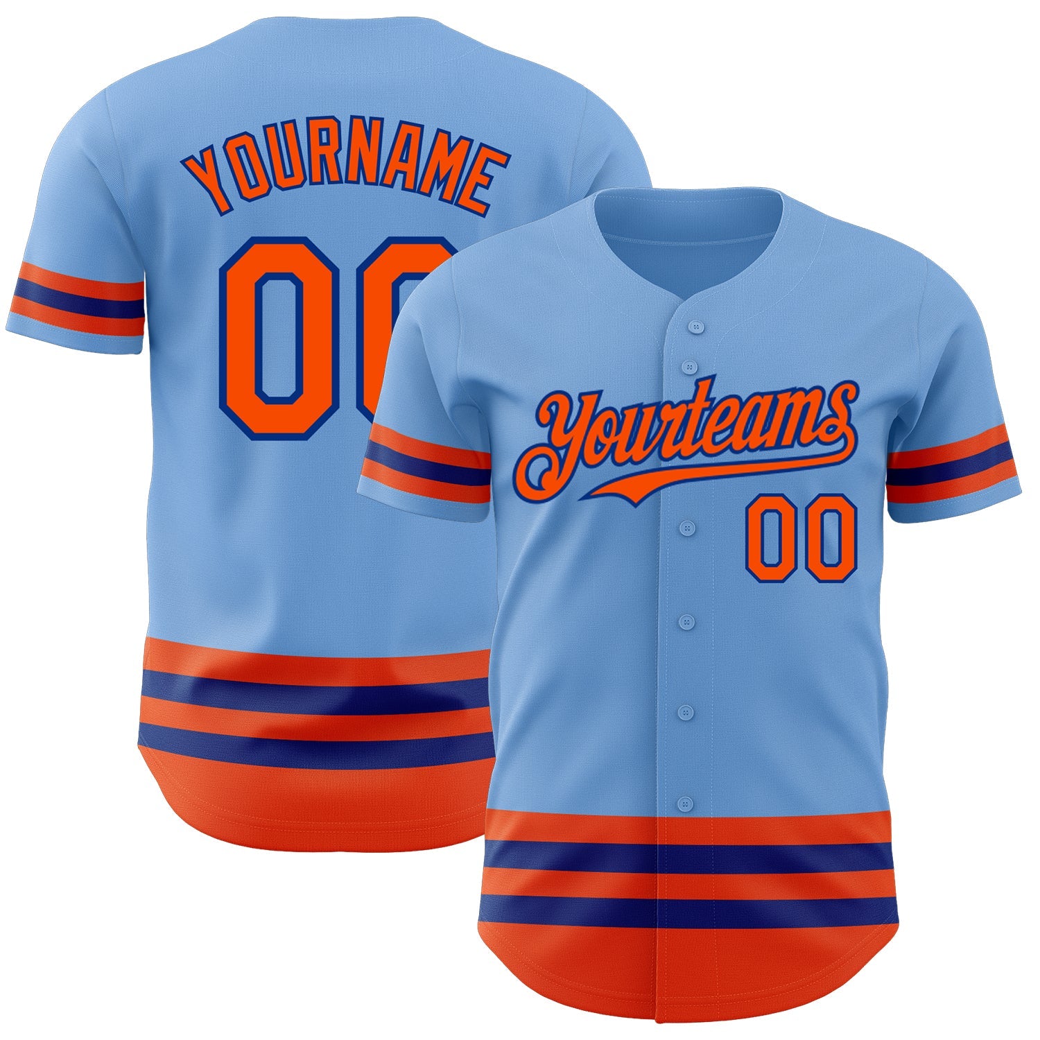 Custom Light Blue Orange-Royal Line Authentic Baseball Jersey - Sky-Custom