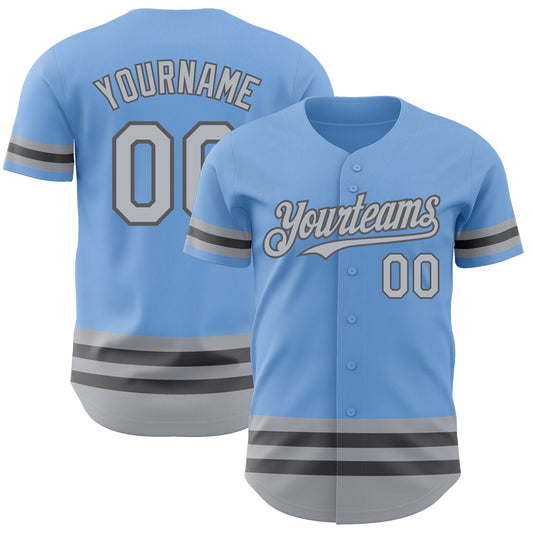 Custom Light Blue Gray-Steel Gray Line Authentic Baseball Jersey - Sky-Custom