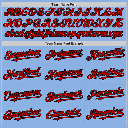 Custom Light Blue Red-Black Line Authentic Baseball Jersey - Sky-Custom