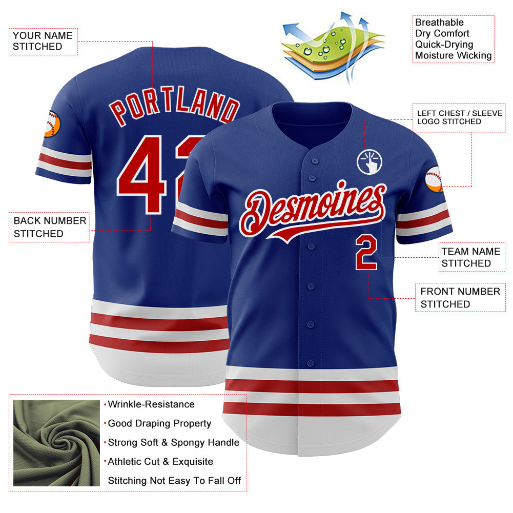 Custom Royal Red-White Line Authentic Baseball Jersey - Sky-Custom