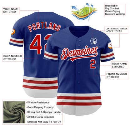Custom Royal Red-White Line Authentic Baseball Jersey - Sky-Custom
