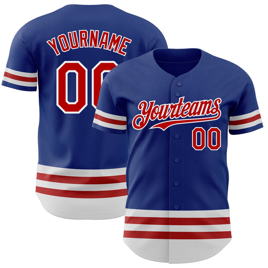 Custom Royal Red-White Line Authentic Baseball Jersey - Sky-Custom