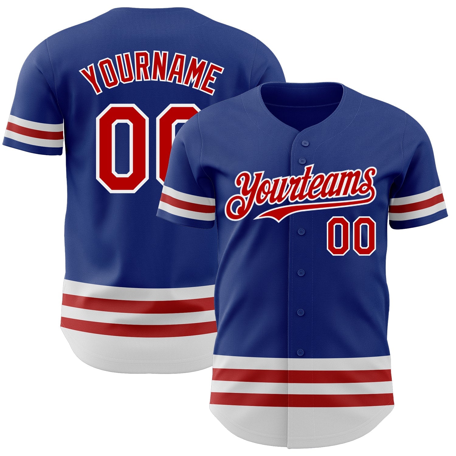 Custom Royal Red-White Line Authentic Baseball Jersey - Sky-Custom