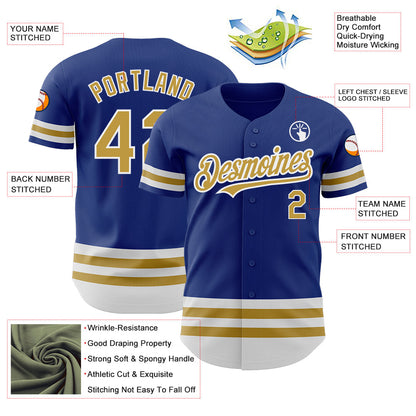 Custom Royal Old Gold-White Line Authentic Baseball Jersey - Sky-Custom