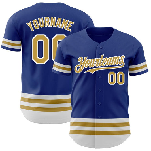 Custom Royal Old Gold-White Line Authentic Baseball Jersey - Sky-Custom