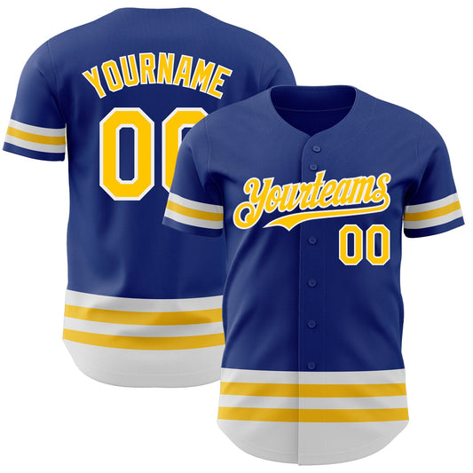 Custom Royal Yellow-White Line Authentic Baseball Jersey - Sky-Custom