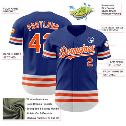 Custom Royal Orange-White Line Authentic Baseball Jersey - Sky-Custom