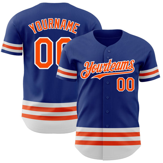 Custom Royal Orange-White Line Authentic Baseball Jersey - Sky-Custom