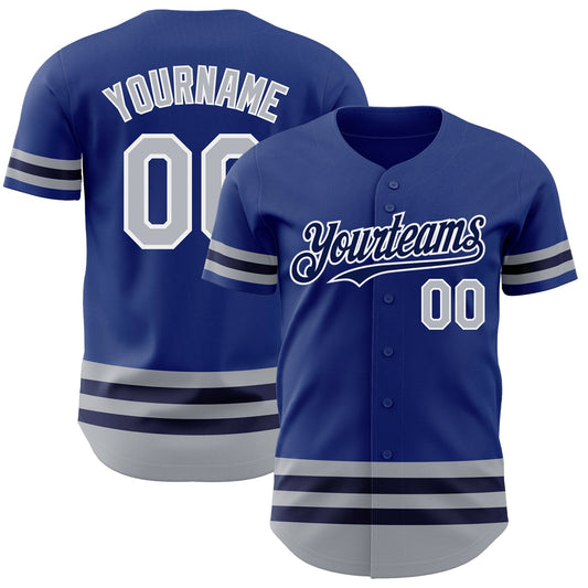 Custom Royal Gray-Navy Line Authentic Baseball Jersey - Sky-Custom