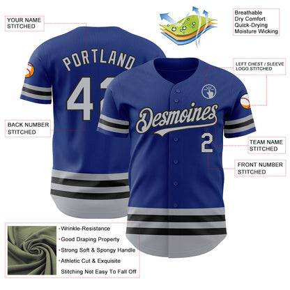 Custom Royal Gray-Black Line Authentic Baseball Jersey - Sky-Custom