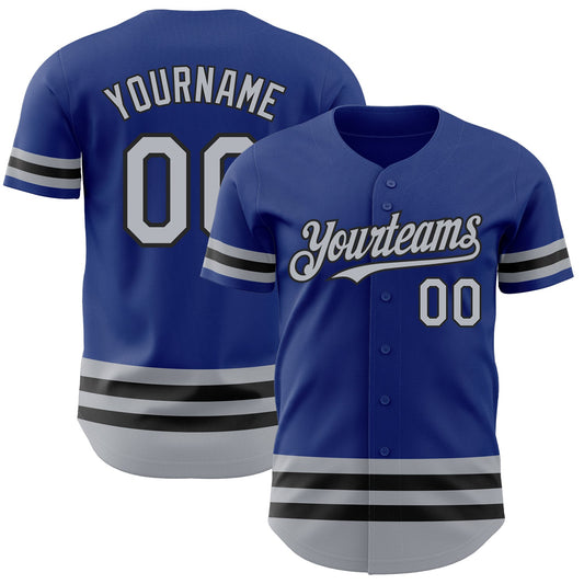 Custom Royal Gray-Black Line Authentic Baseball Jersey - Sky-Custom