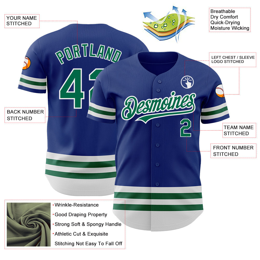 Custom Royal Kelly Green-White Line Authentic Baseball Jersey - Sky-Custom