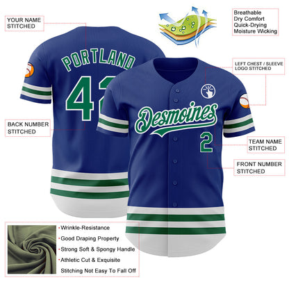 Custom Royal Kelly Green-White Line Authentic Baseball Jersey - Sky-Custom