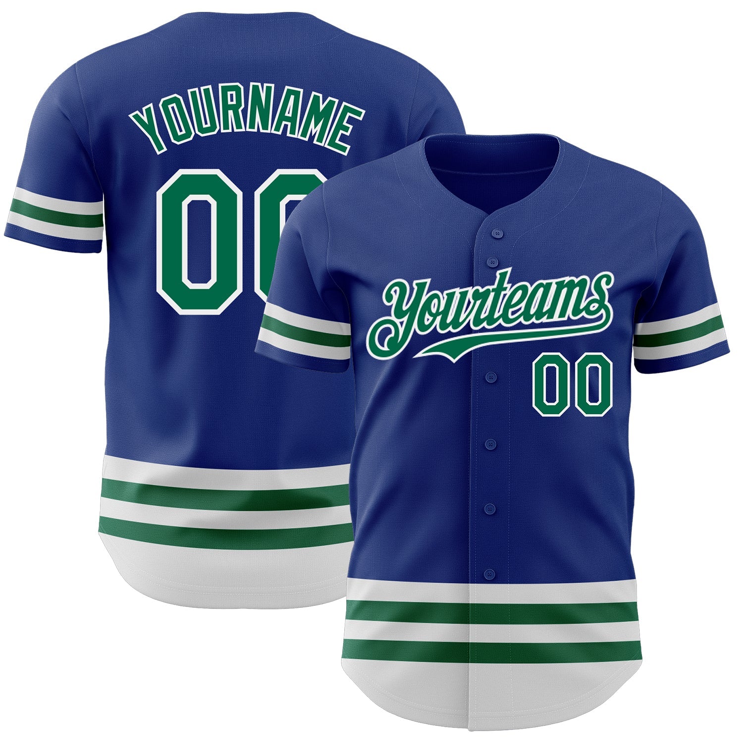 Custom Royal Kelly Green-White Line Authentic Baseball Jersey - Sky-Custom