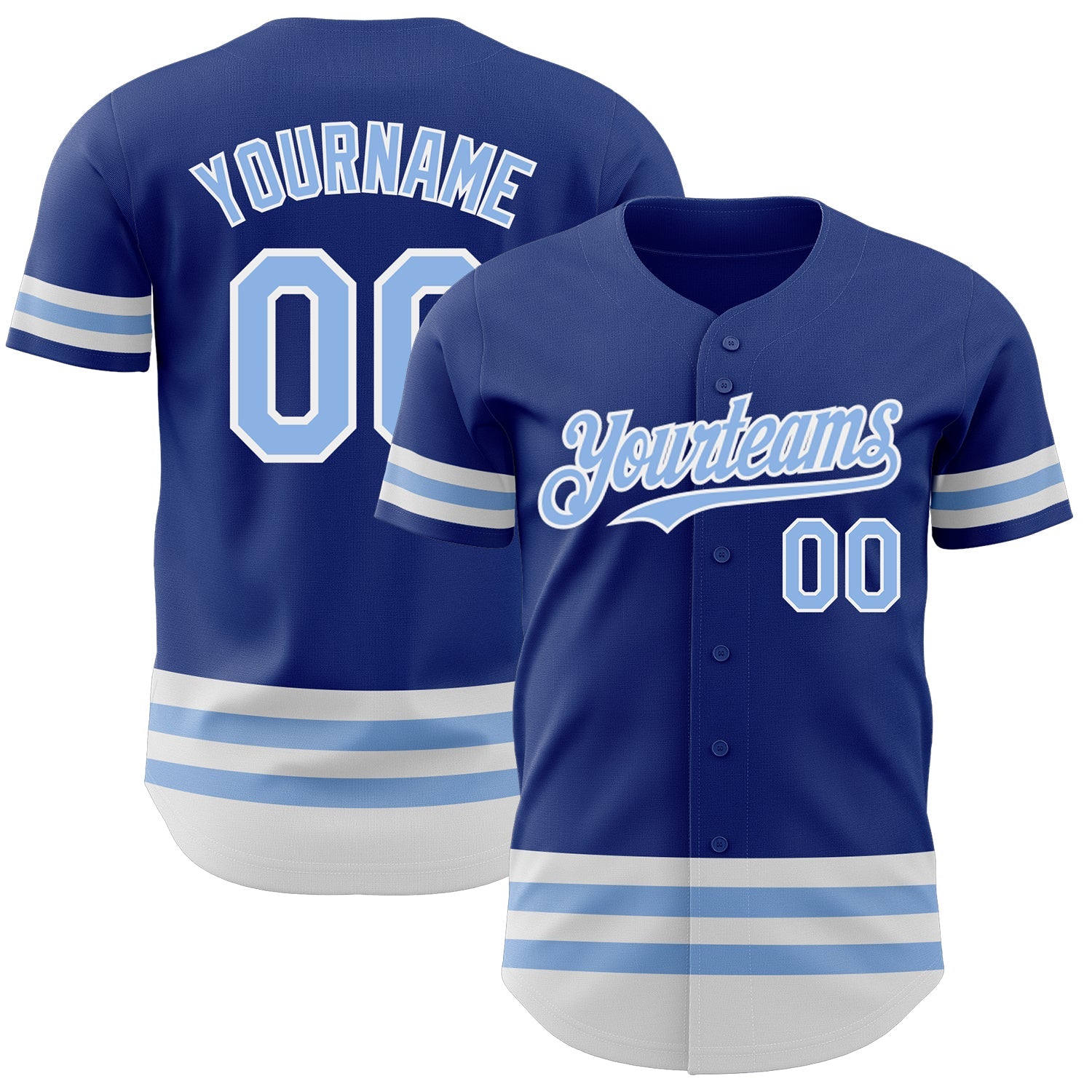 Custom Royal Light Blue-White Line Authentic Baseball Jersey - Sky-Custom