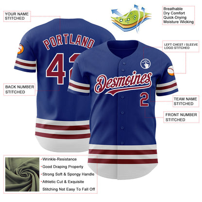 Custom Royal Crimson-White Line Authentic Baseball Jersey - Sky-Custom