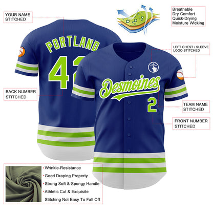 Custom Royal Neon Green-White Line Authentic Baseball Jersey - Sky-Custom
