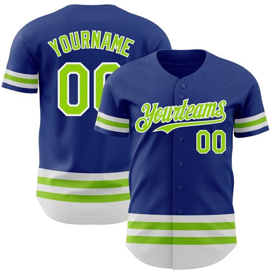Custom Royal Neon Green-White Line Authentic Baseball Jersey - Sky-Custom