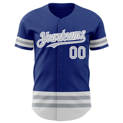 Custom Royal Gray-White Line Authentic Baseball Jersey - Sky-Custom